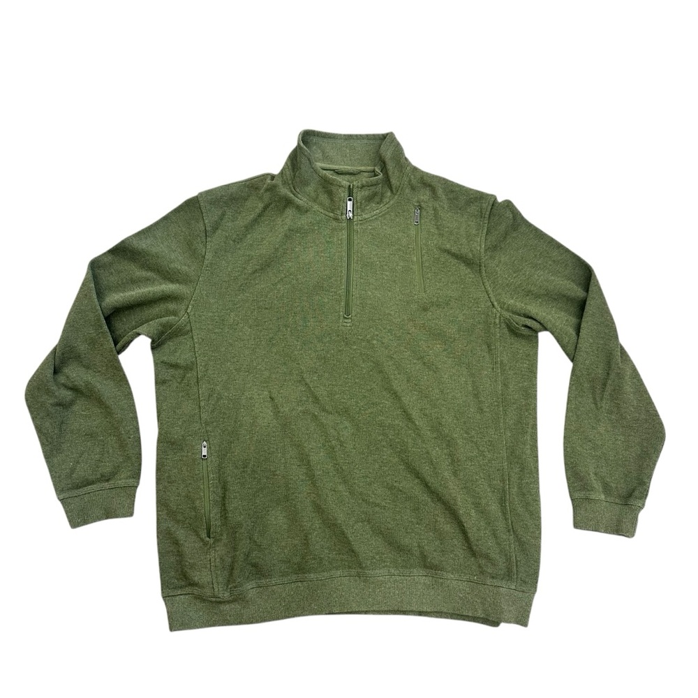 Scottevest 1/4 Zip 100%‎ Cotton Sweater Green Size Large